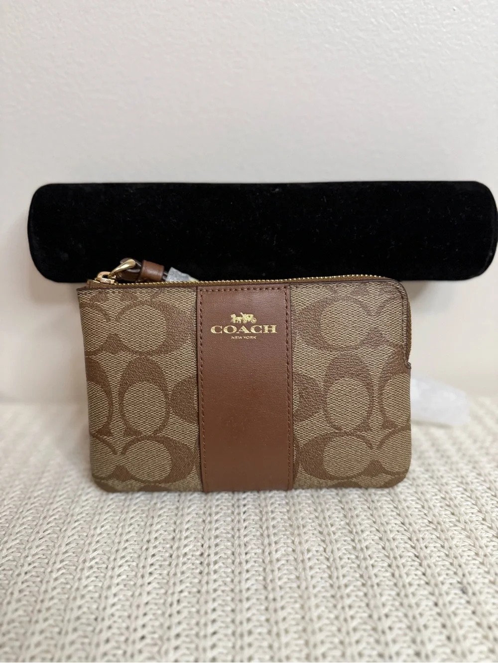 Coach NWT Signature Coated Canvas Wristlet in Brown